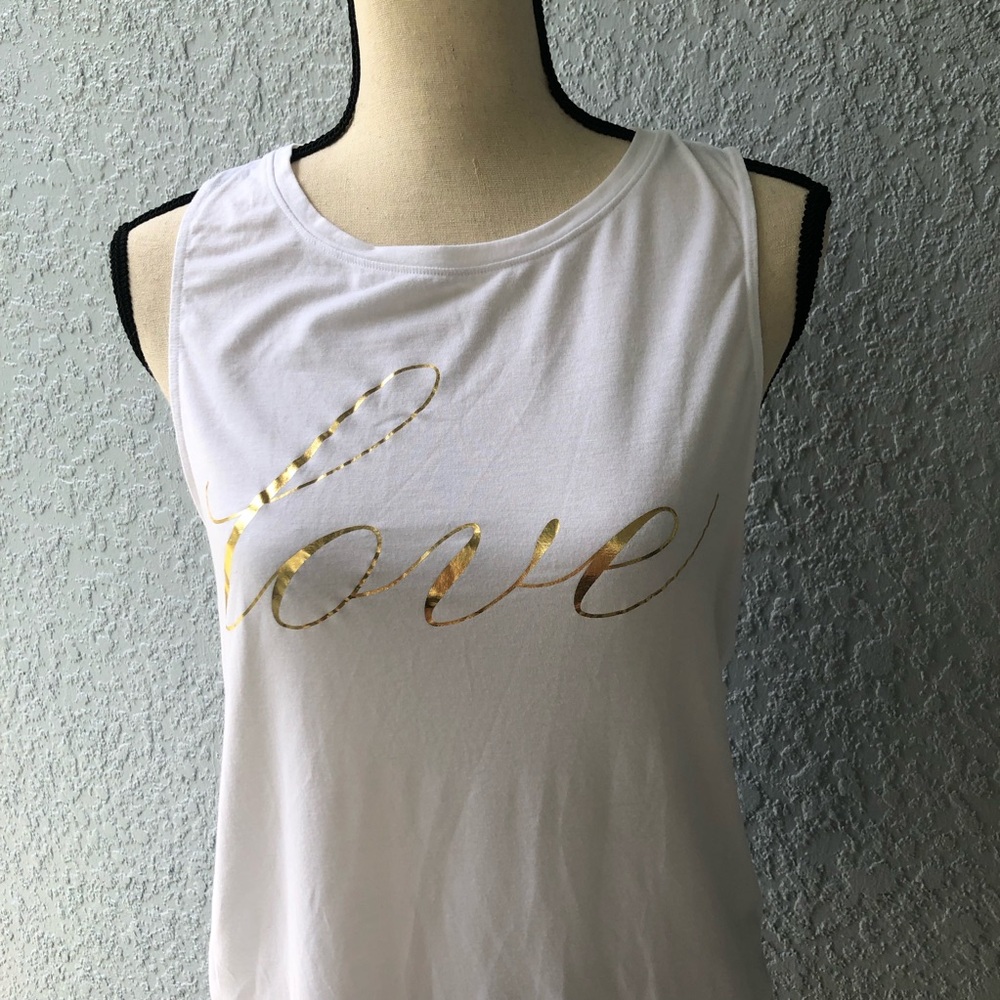 Victoria's Secret White Tank with Gold Love Script